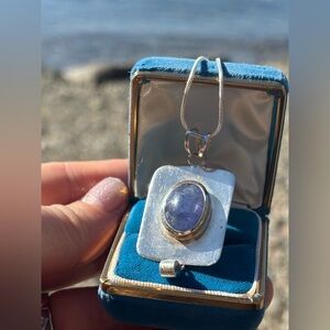 Vintage 925 Sterling Silver Tanzanite Pendant • Genuine Tanzanite & Blue Topaz